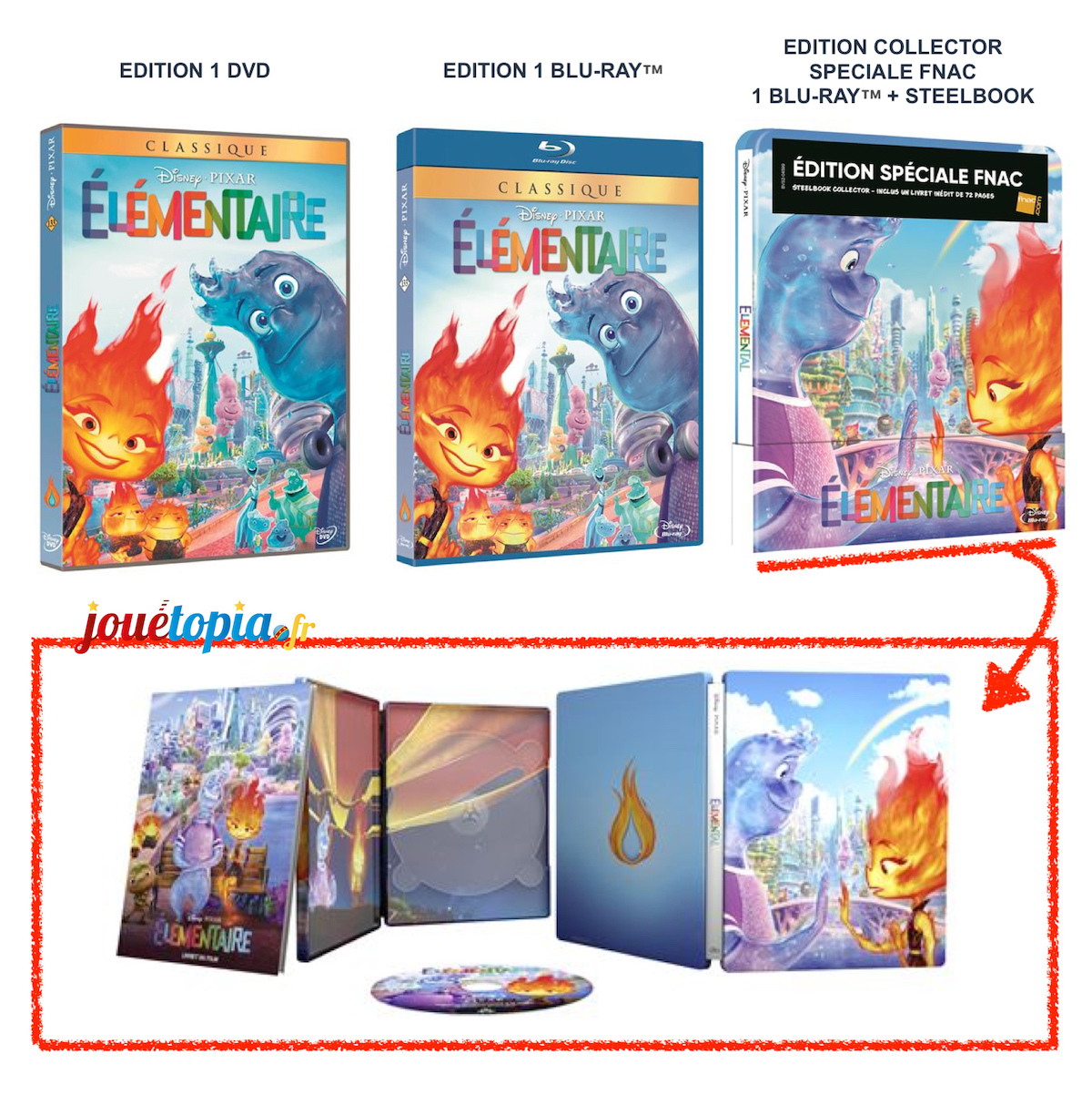 Toutes les éditions de Élémentaire (Pixar) en Blu-Ray et DVD • Jouétopia